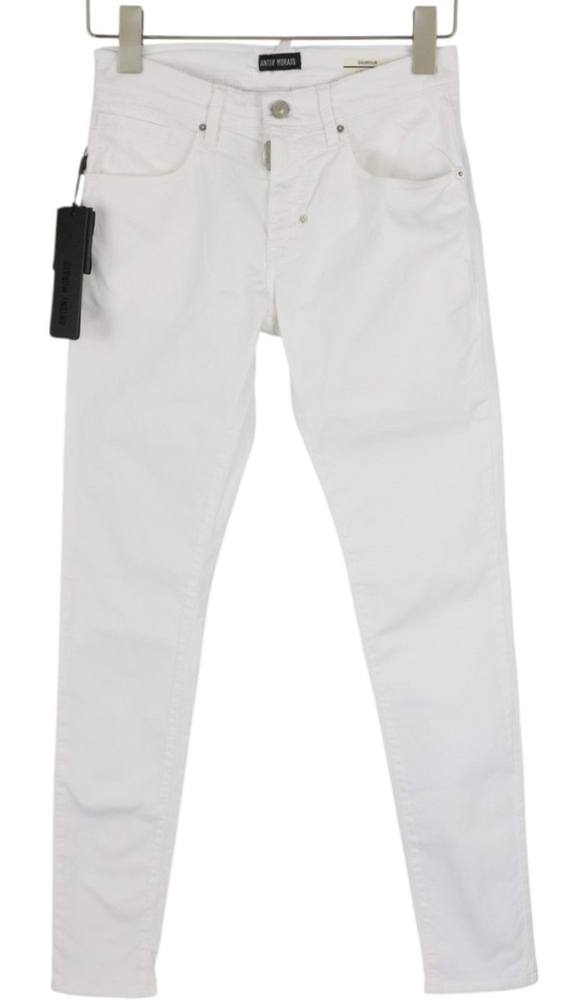 ANTONY MORATO Gilmour Men Trousers W26 White Super Skinny Fit Zipper RRP€130