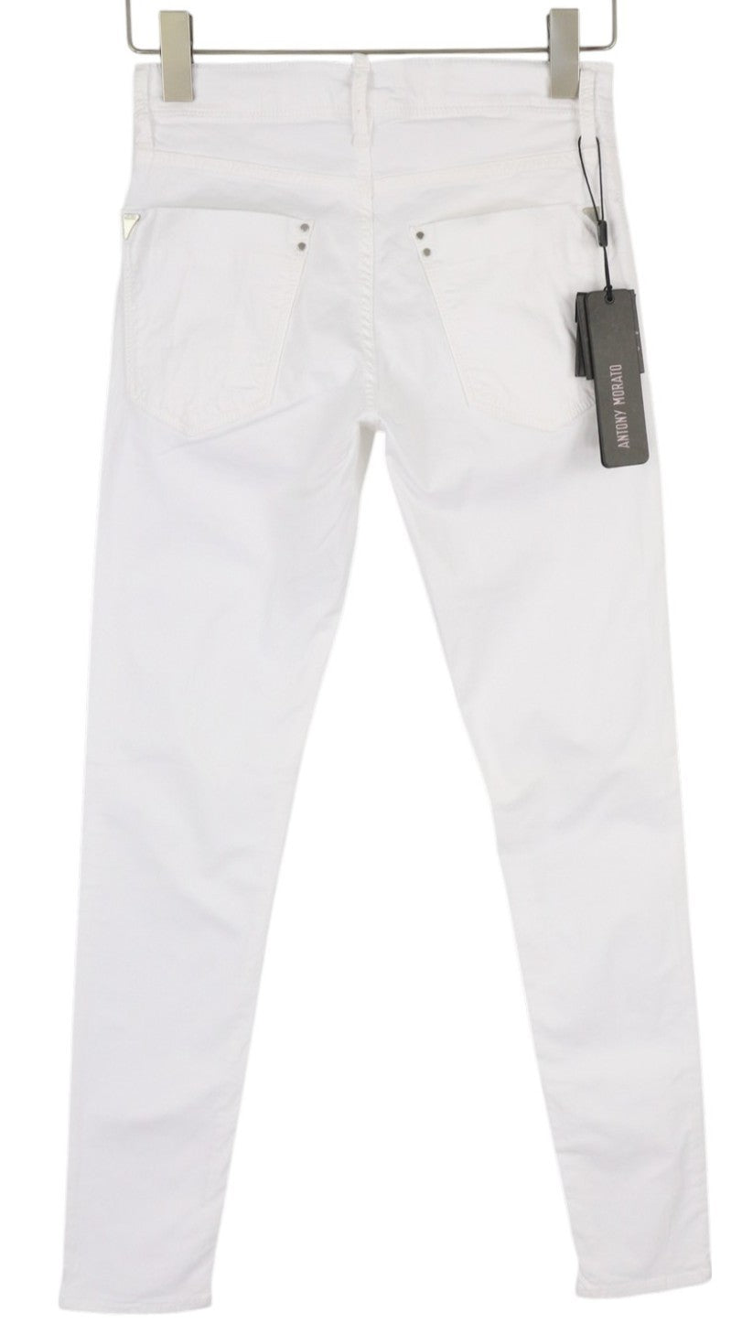 ANTONY MORATO Gilmour Men Trousers W26 White Super Skinny Fit Zipper RRP€130