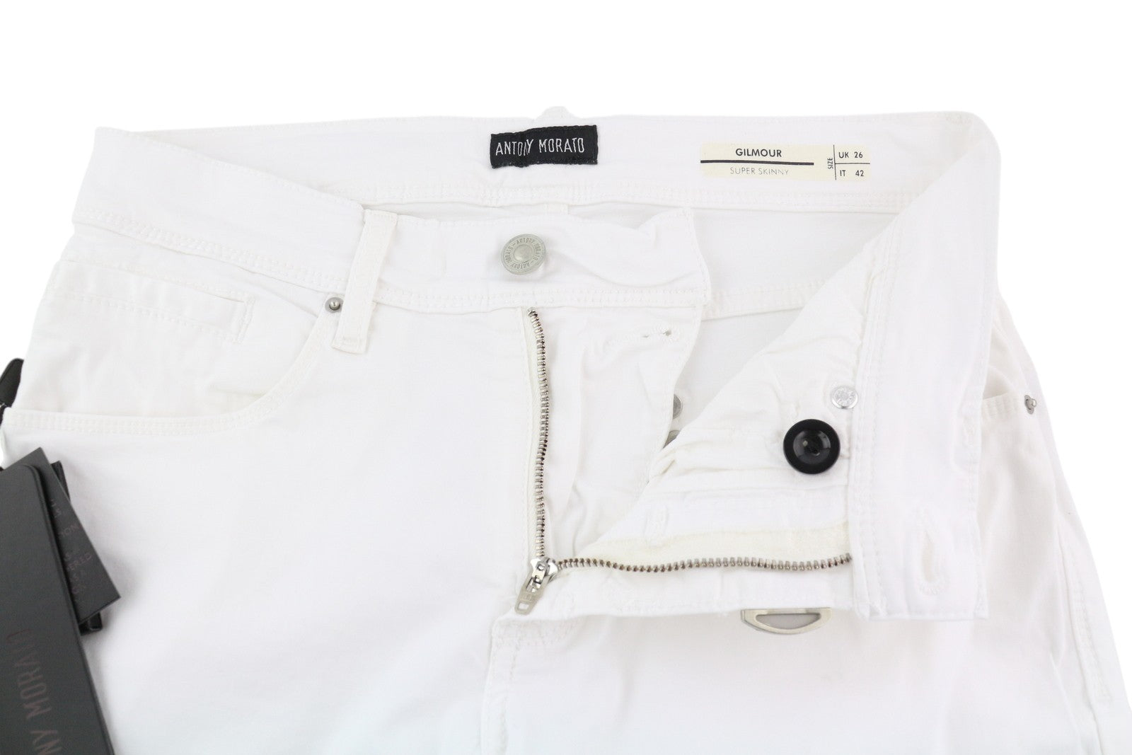 ANTONY MORATO Gilmour Men Trousers W26 White Super Skinny Fit Zipper RRP€130