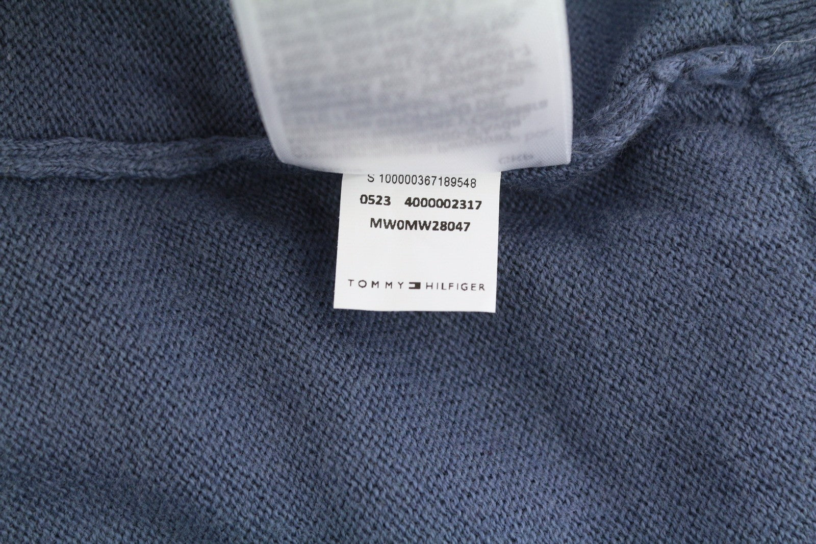 TOMMY HILFIGER Pima Org Ctn Cashmere V Neck Men Jumper XS Pullover Knitted Blue