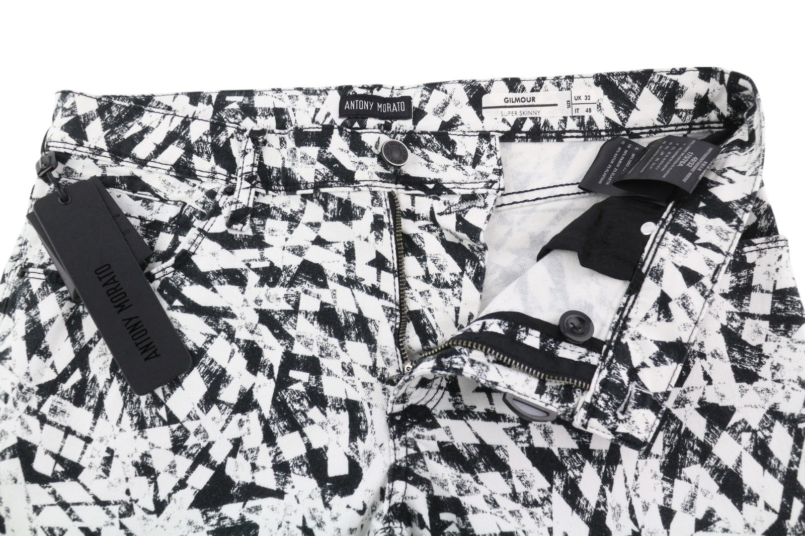 ANTONY MORATO Gilmour Men Trousers W32 White Super Skinny Patterned RRP€130