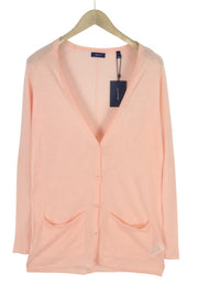 GANT Fine Knit Linen Cardigan Women Jumper S Peach Knit Button V-Neck Stretch