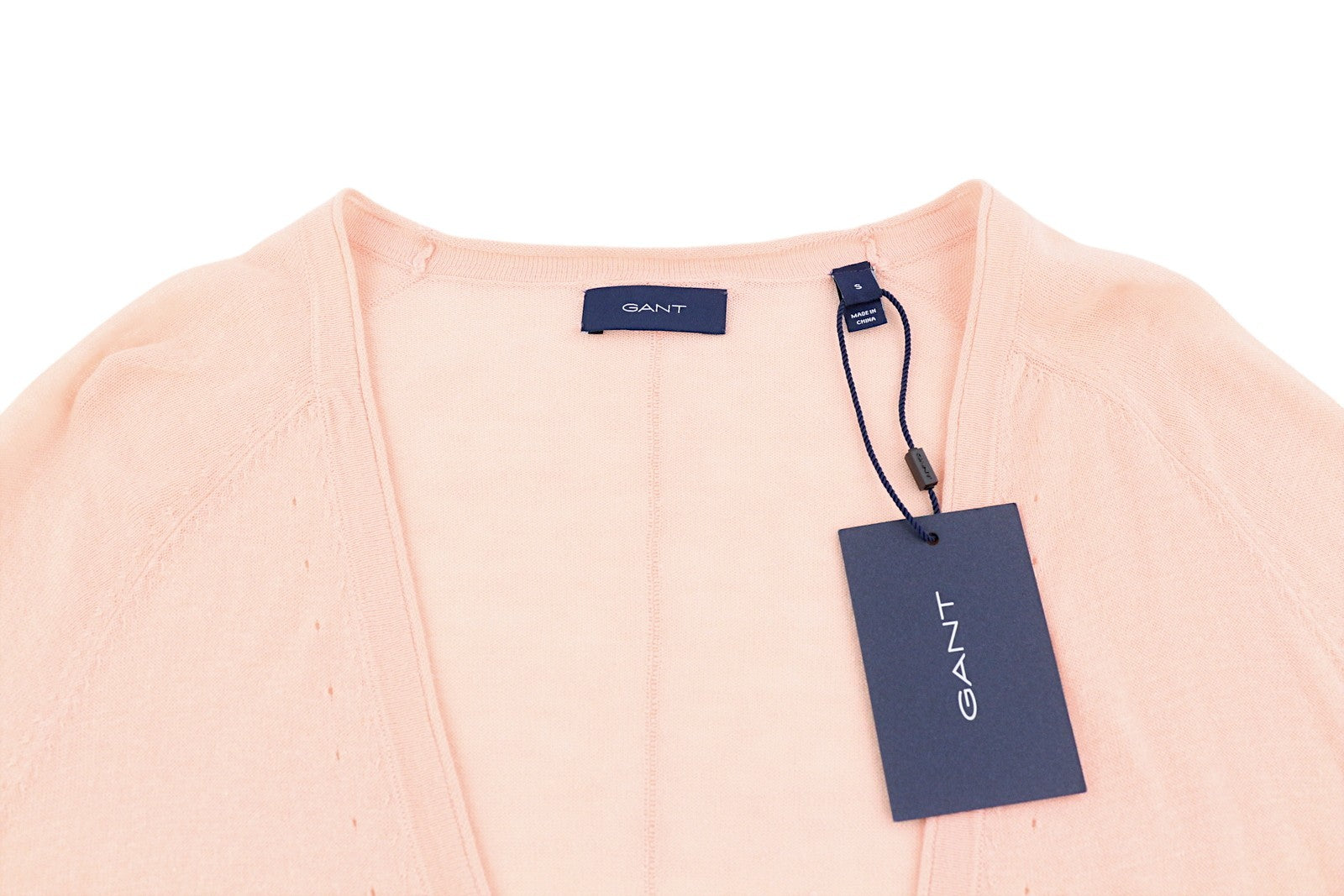 GANT Fine Knit Linen Cardigan Women Jumper S Peach Knit Button V-Neck Stretch