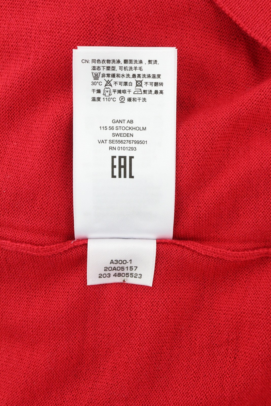 GANT Washable Merino Turtle Neck Women Jumper XS Red Tight-Knit Soft Pullover