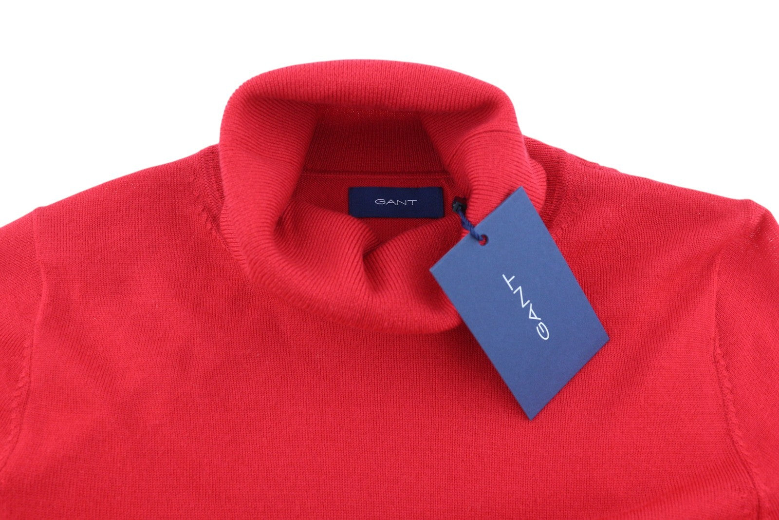 GANT Washable Merino Turtle Neck Women Jumper XS Red Tight-Knit Soft Pullover