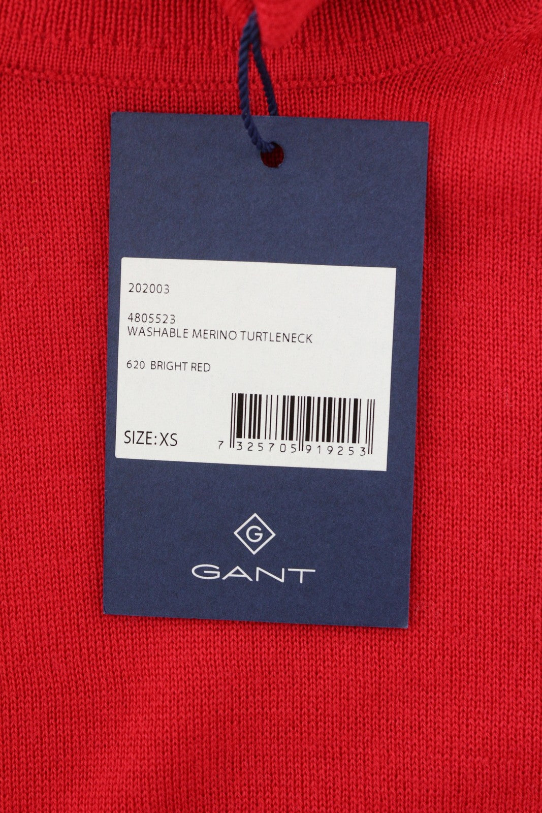 GANT Washable Merino Turtle Neck Women Jumper XS Red Tight-Knit Soft Pullover