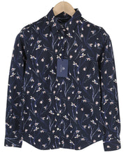 GANT Snowdrop Women Shirt EU34 Dark Blue Floral Print Button-Up Spread Neck