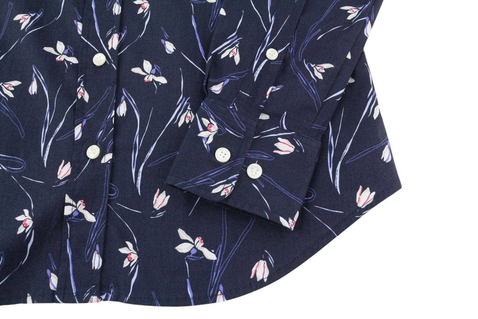 GANT Snowdrop Women Shirt EU34 Dark Blue Floral Print Button-Up Spread Neck