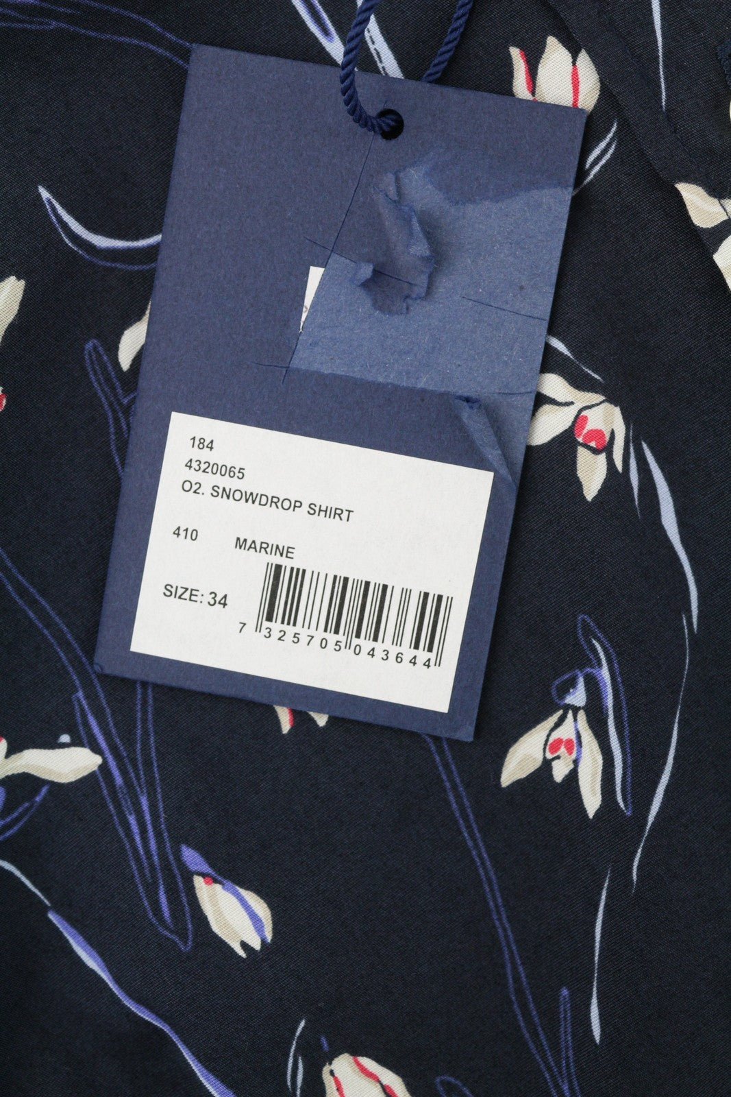 GANT Snowdrop Women Shirt EU34 Dark Blue Floral Print Button-Up Spread Neck