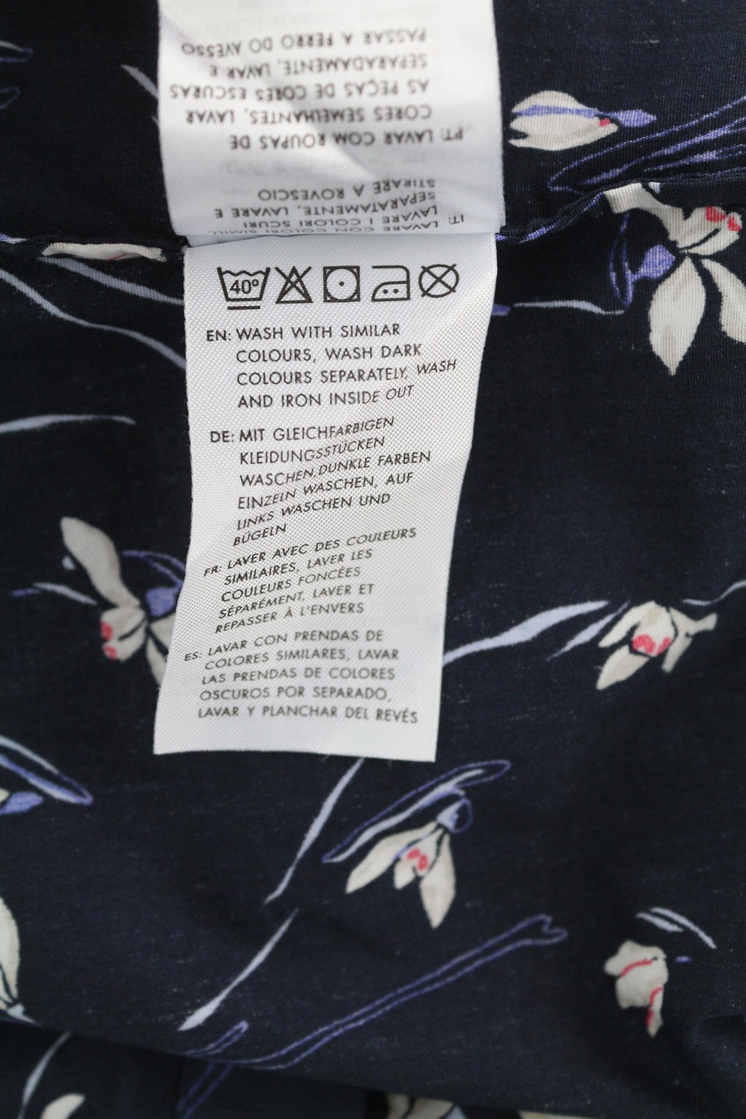 GANT Snowdrop Women Shirt EU34 Dark Blue Floral Print Button-Up Spread Neck