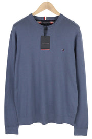 TOMMY HILFIGER Pima Org Ctn Cashmere V Neck Men Jumper 2XL Pullover Knitted Blue
