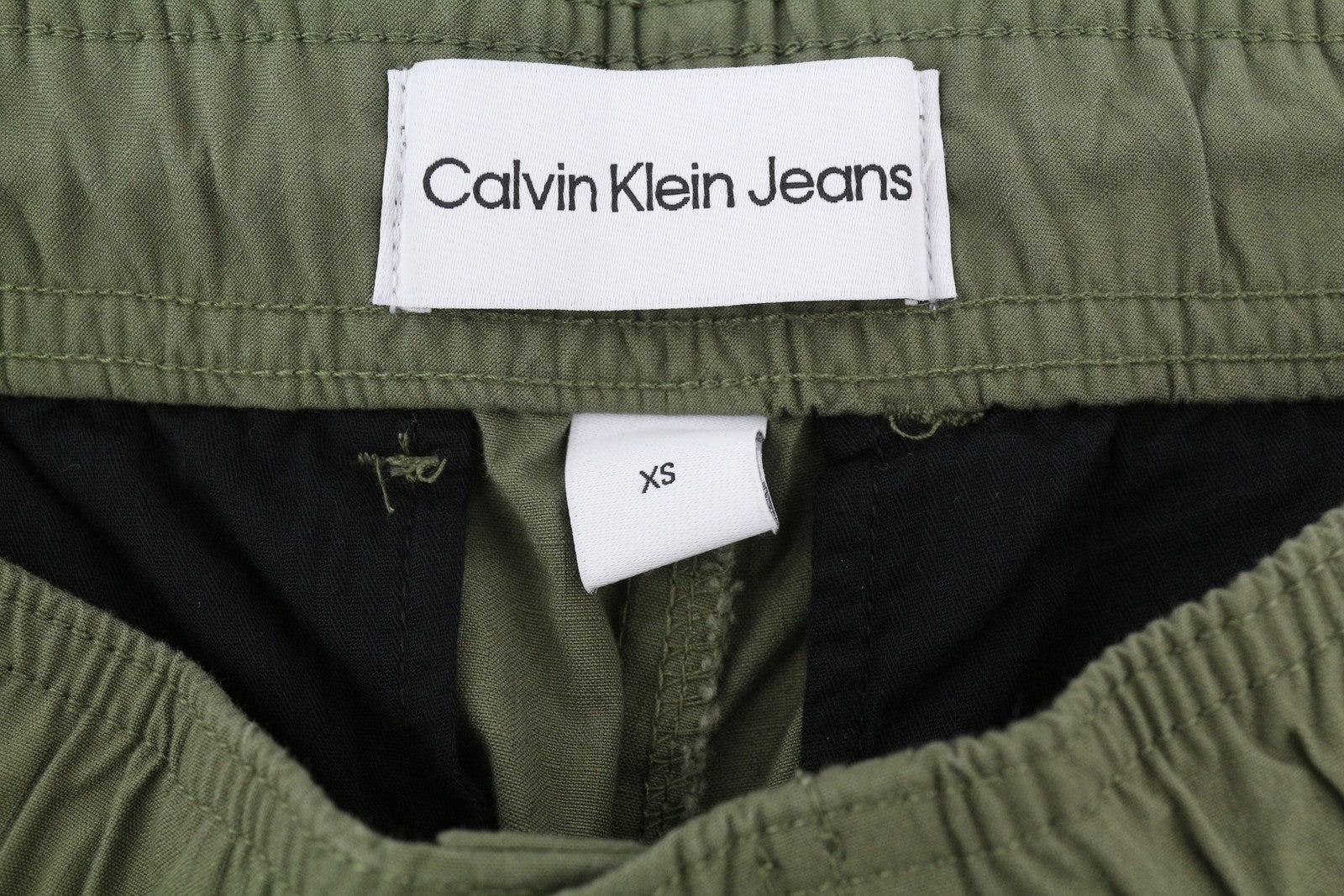 CALVIN KLEIN Essential Regular Men Trousers XS Green Cargo Elastic Waist RRP€99