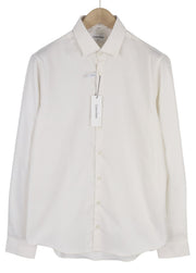 CALVIN KLEIN Structure Solid Slim Men Formal Shirt 43 XL White Button Spread