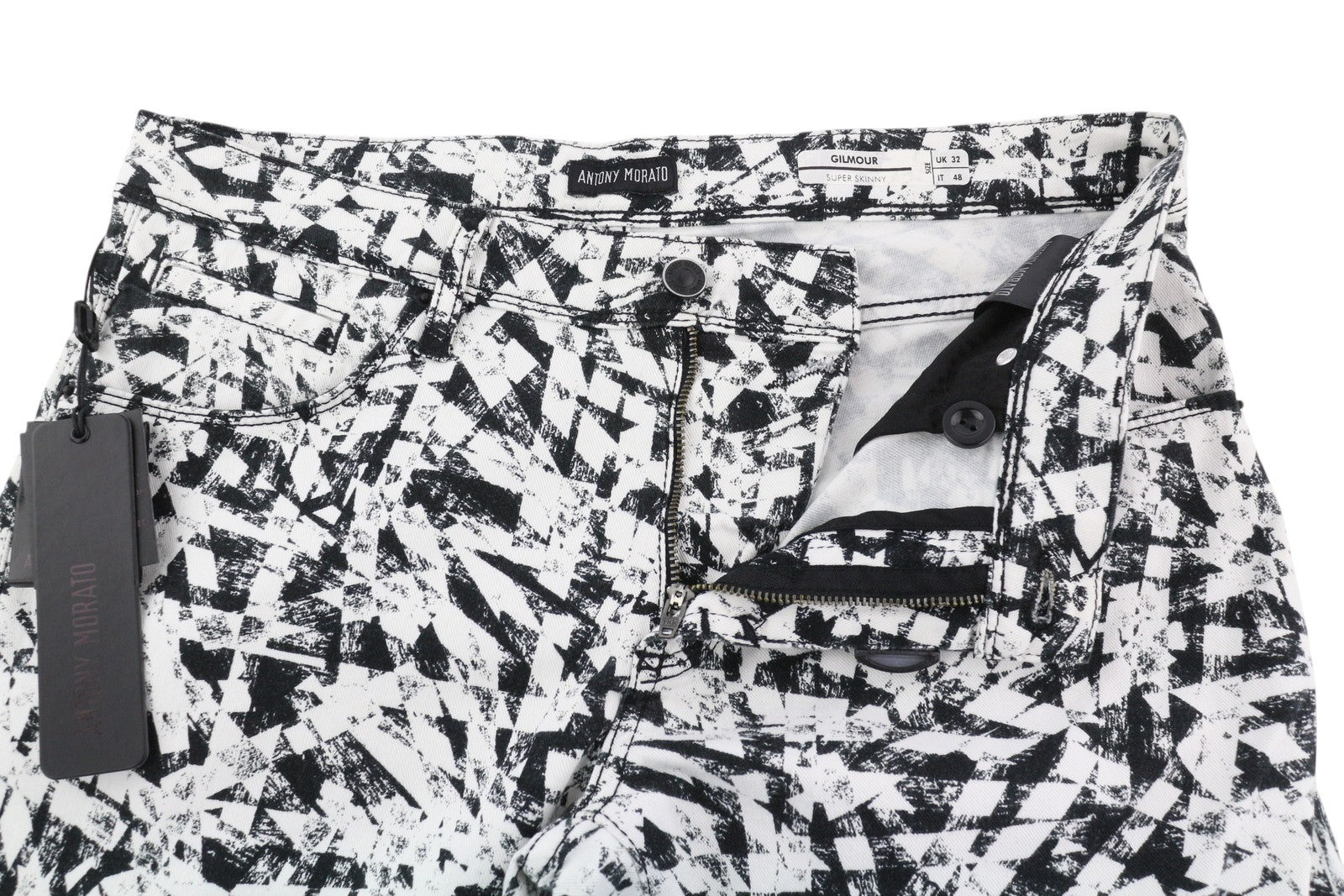ANTONY MORATO Gilmour Men Trousers W32 White Super Skinny Fit Patterned RRP€130