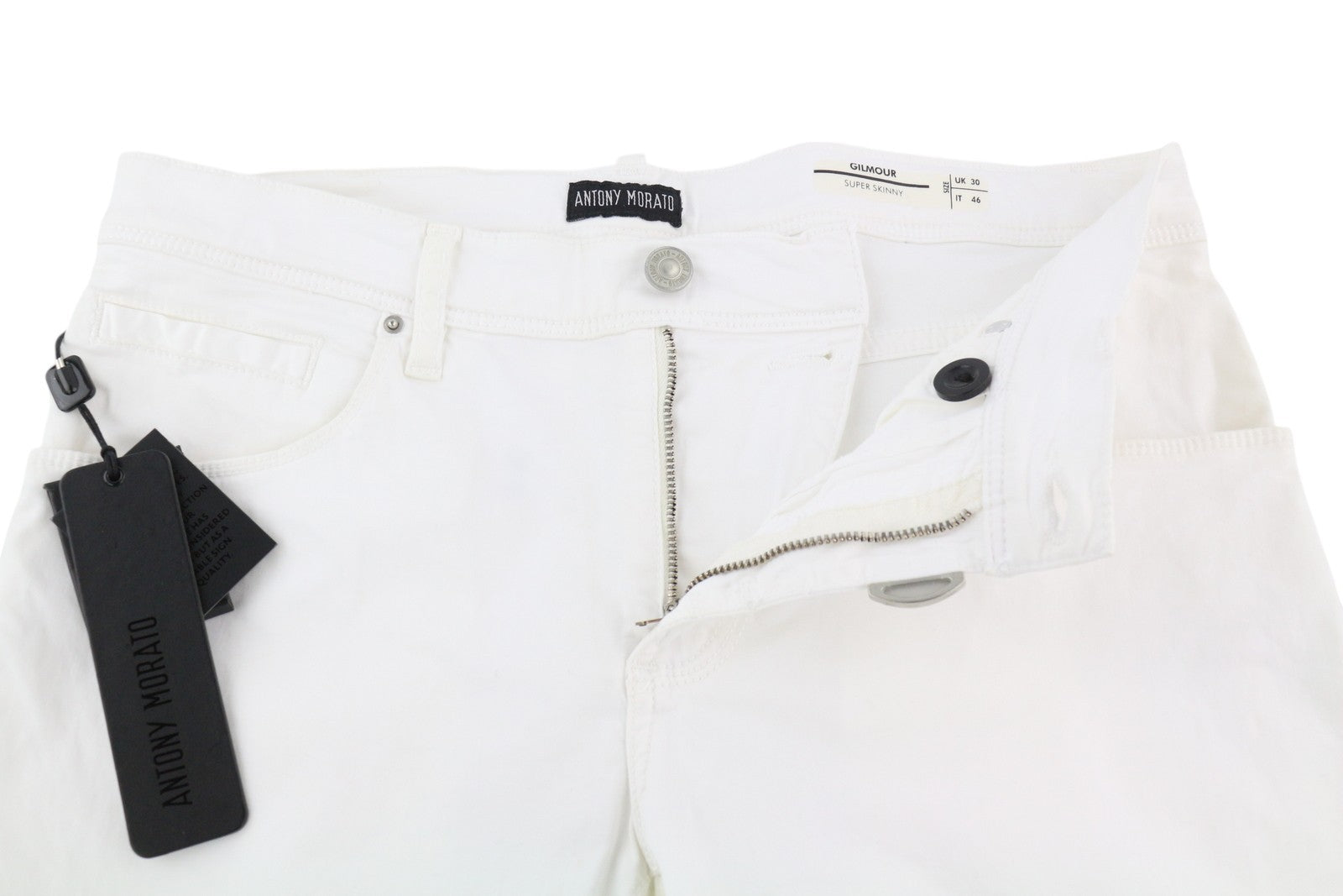 ANTONY MORATO Gilmour Men Trousers W30 White Super Skinny Fit Zip Fly RRP€130