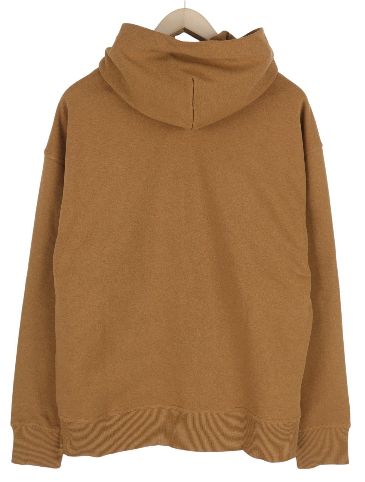 TOMMY HILFIGER Men Hoodie L Brown Kangaroo Pocket Hooded Patch Logo Pullover