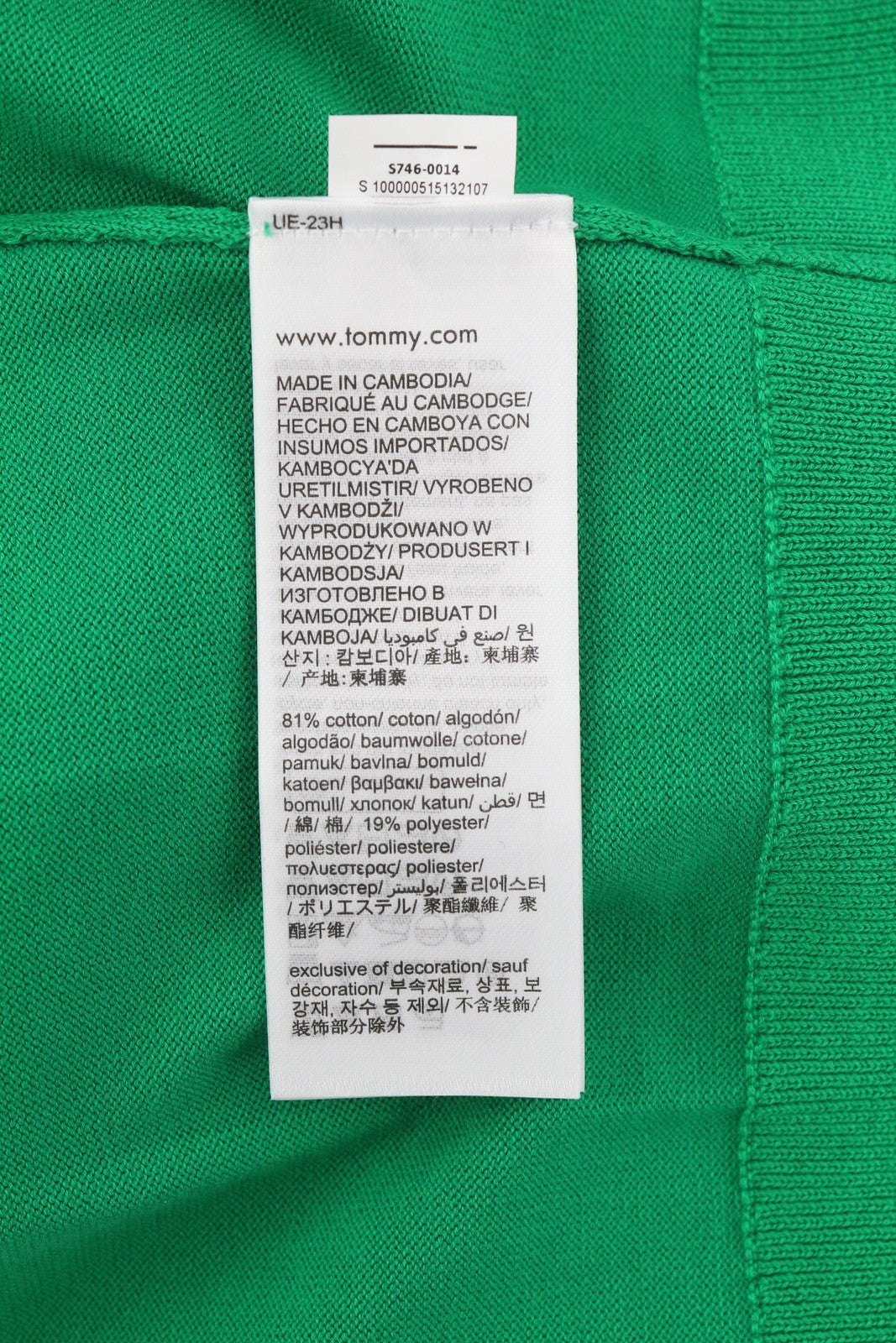 TOMMY HILFIGER Monotype Tipped Men Jumper M Green Knitted Crew Neck Pullover