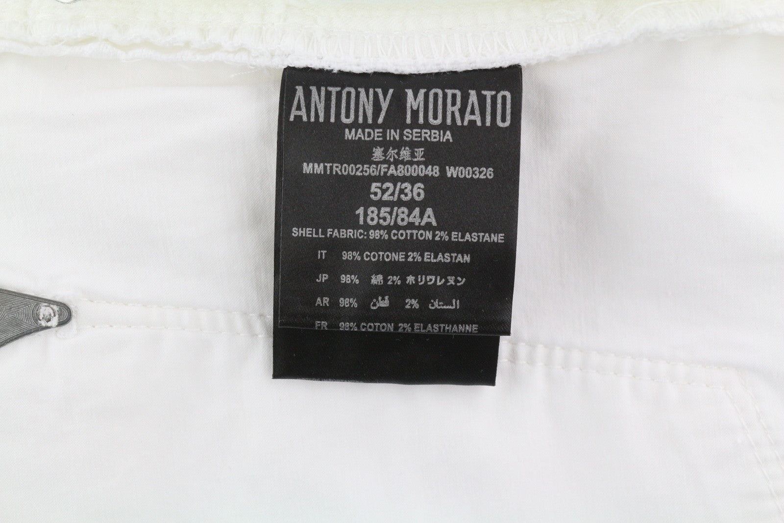 ANTONY MORATO Gilmour Men Trousers W36 White Super Skinny Fit Zip Fly RRP€130