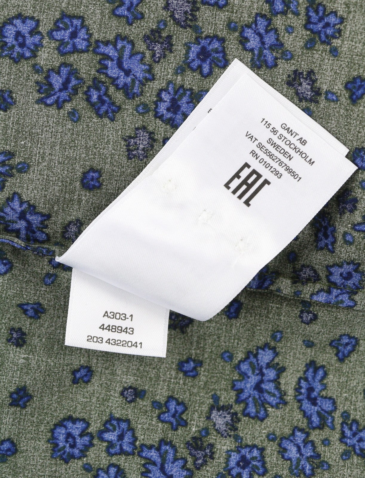 GANT Fall Flower Stretch Women Shirt EU34 Green Khaki Button-Up Spread Neck