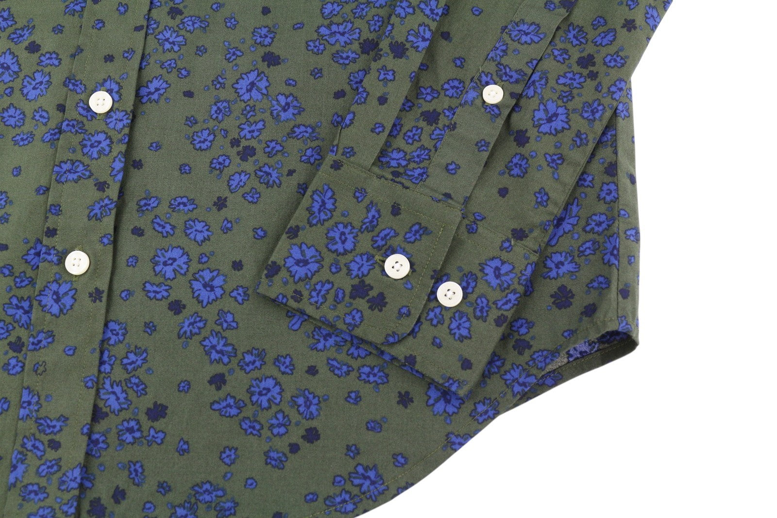 GANT Fall Flower Stretch Women Shirt EU34 Green Khaki Button-Up Spread Neck