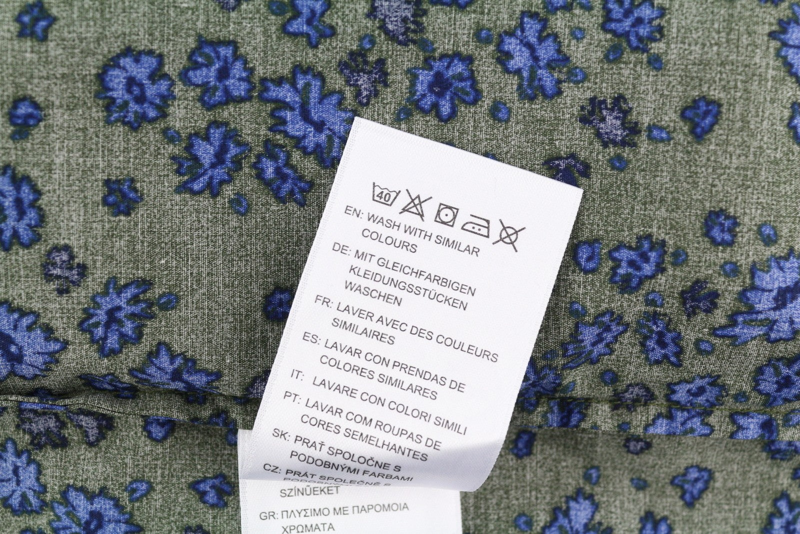 GANT Fall Flower Stretch Women Shirt EU34 Green Khaki Button-Up Spread Neck