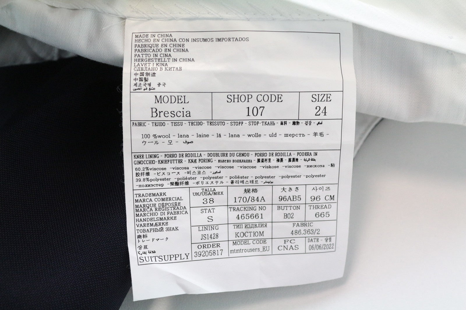 SUITSUPPLY La Spalla Suit Men's UK36R Blue Peak Lapel 2Pc Pure Wool Lined