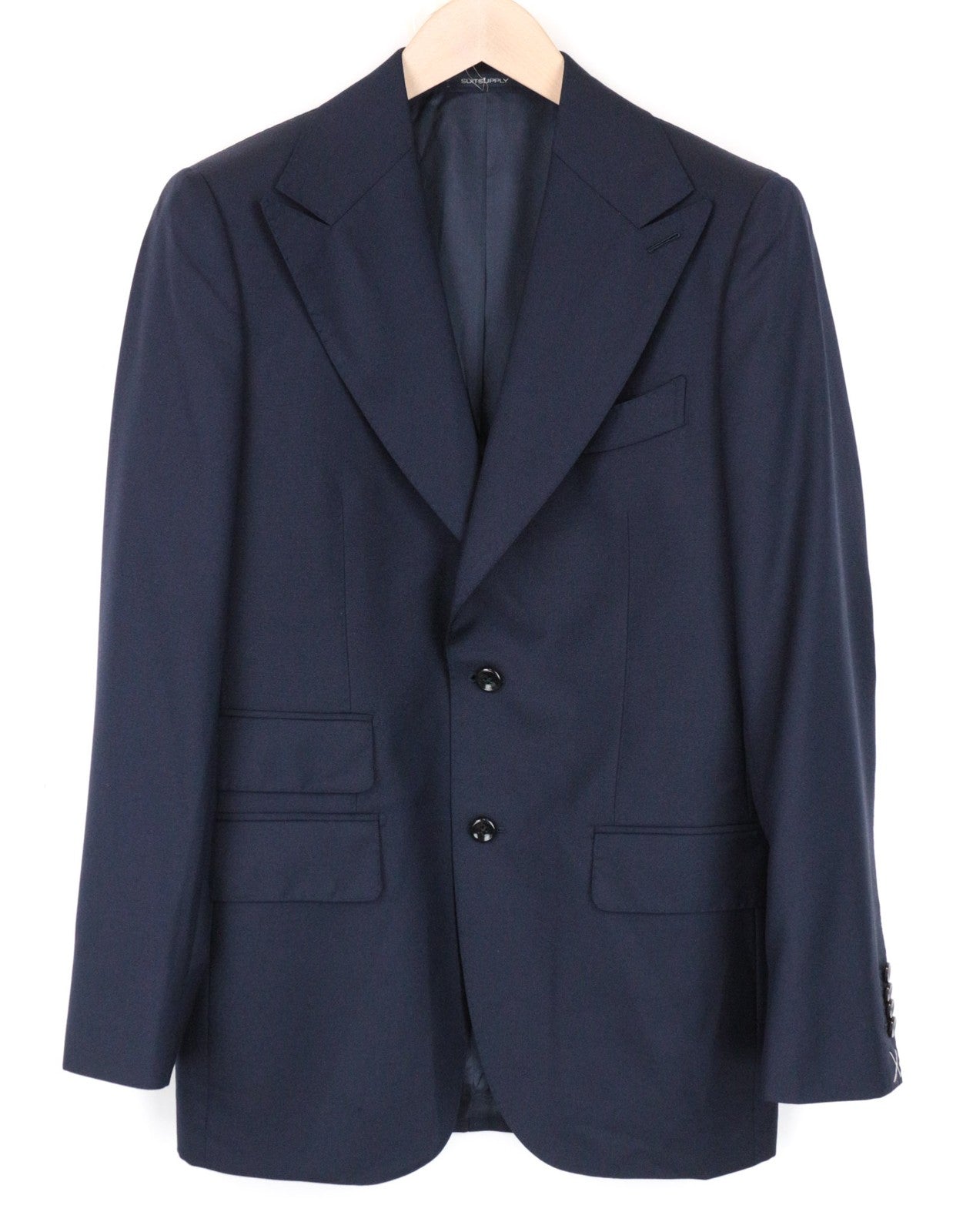 SUITSUPPLY La Spalla Suit Men's UK36R Blue Peak Lapel 2Pc Pure Wool Lined