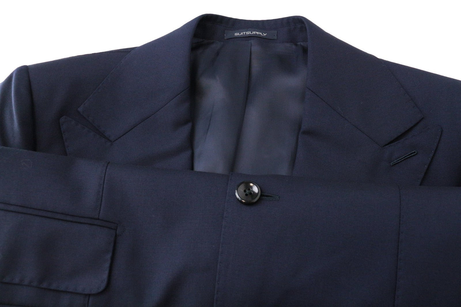 SUITSUPPLY La Spalla Suit Men's UK36R Blue Peak Lapel 2Pc Pure Wool Lined