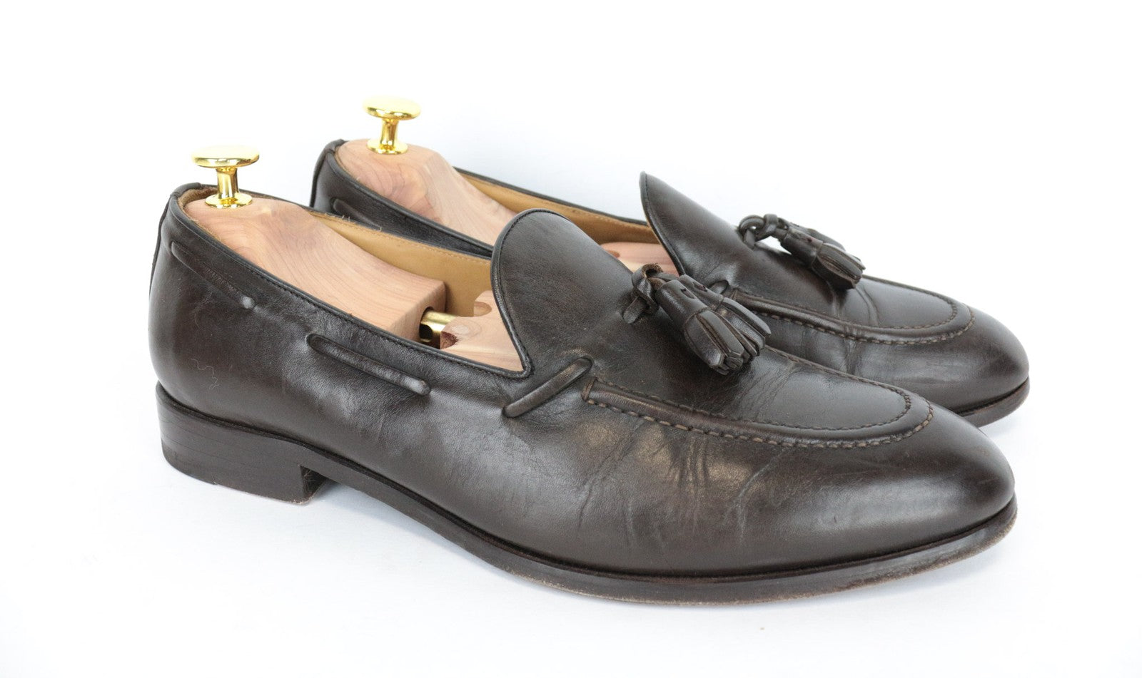 SUITSUPPLY Men's EU41 Brown Tassel Leather Loafers Slip On Classic Casual