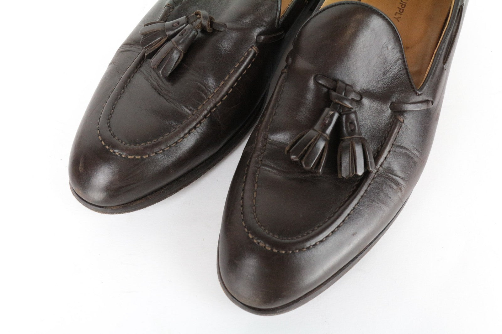 SUITSUPPLY Men's EU41 Brown Tassel Leather Loafers Slip On Classic Casual