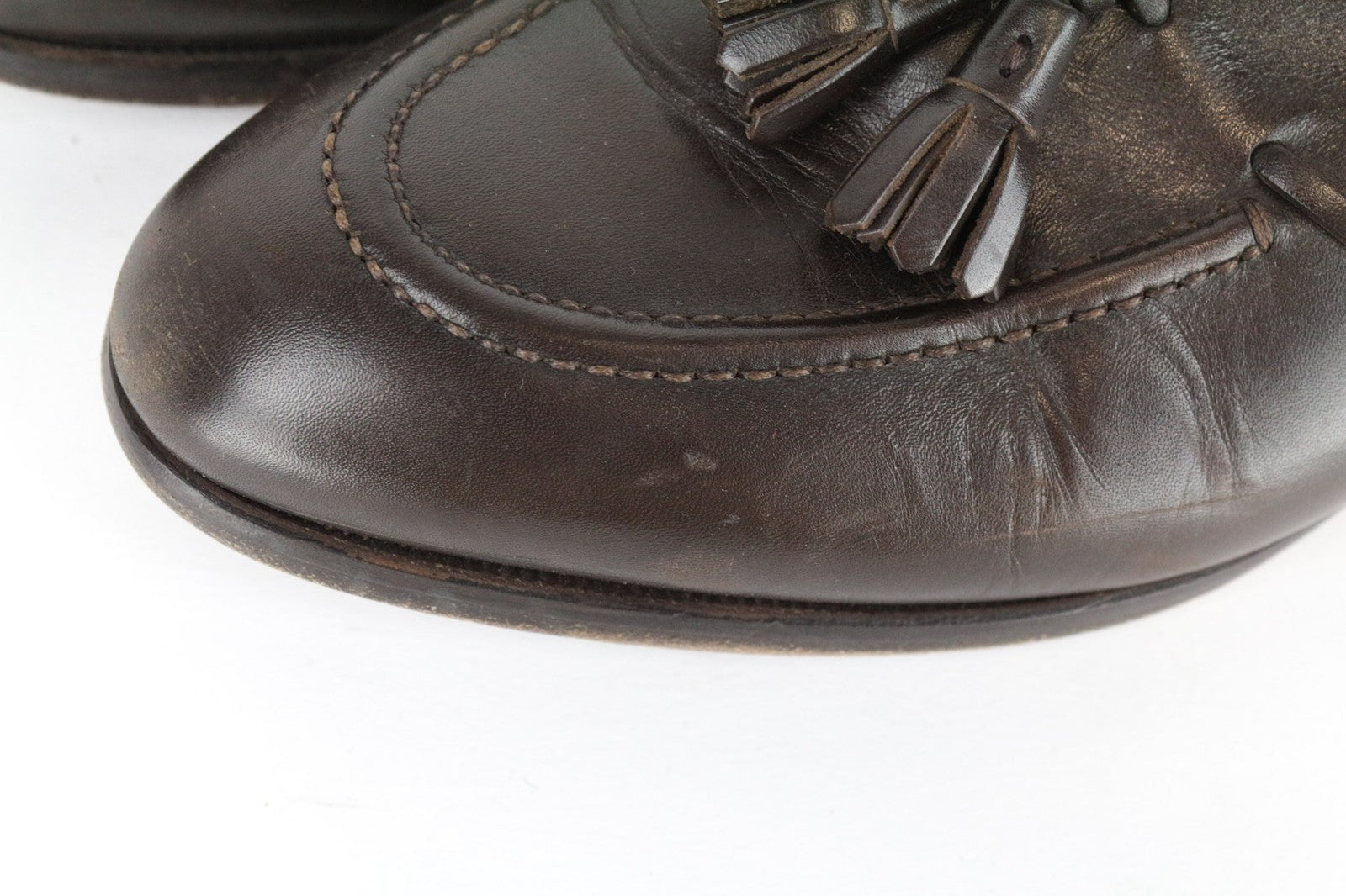 SUITSUPPLY Men's EU41 Brown Tassel Leather Loafers Slip On Classic Casual