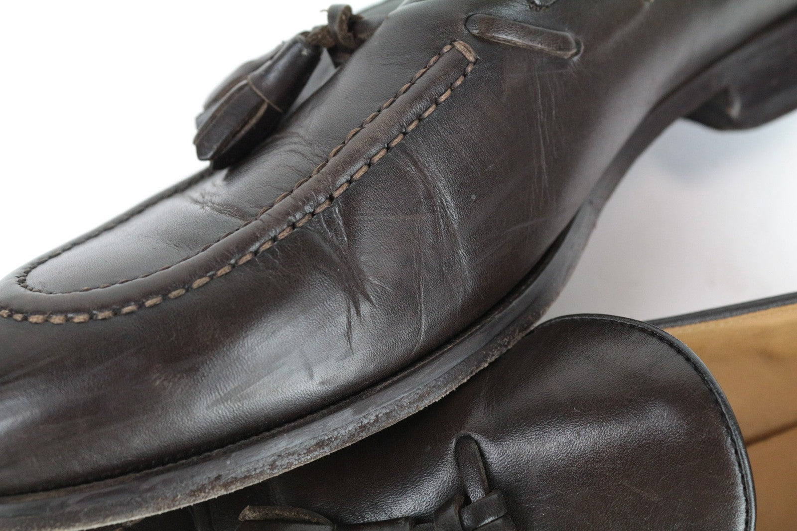 SUITSUPPLY Men's EU41 Brown Tassel Leather Loafers Slip On Classic Casual