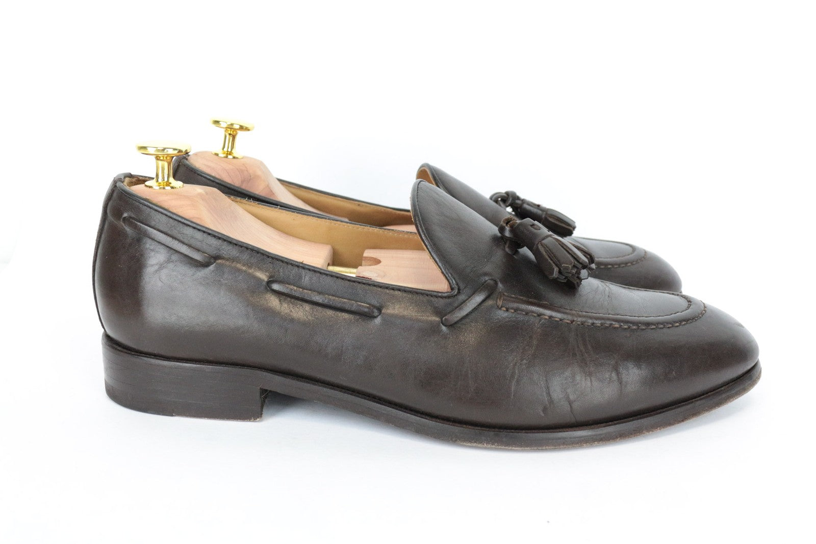 SUITSUPPLY Men's EU41 Brown Tassel Leather Loafers Slip On Classic Casual