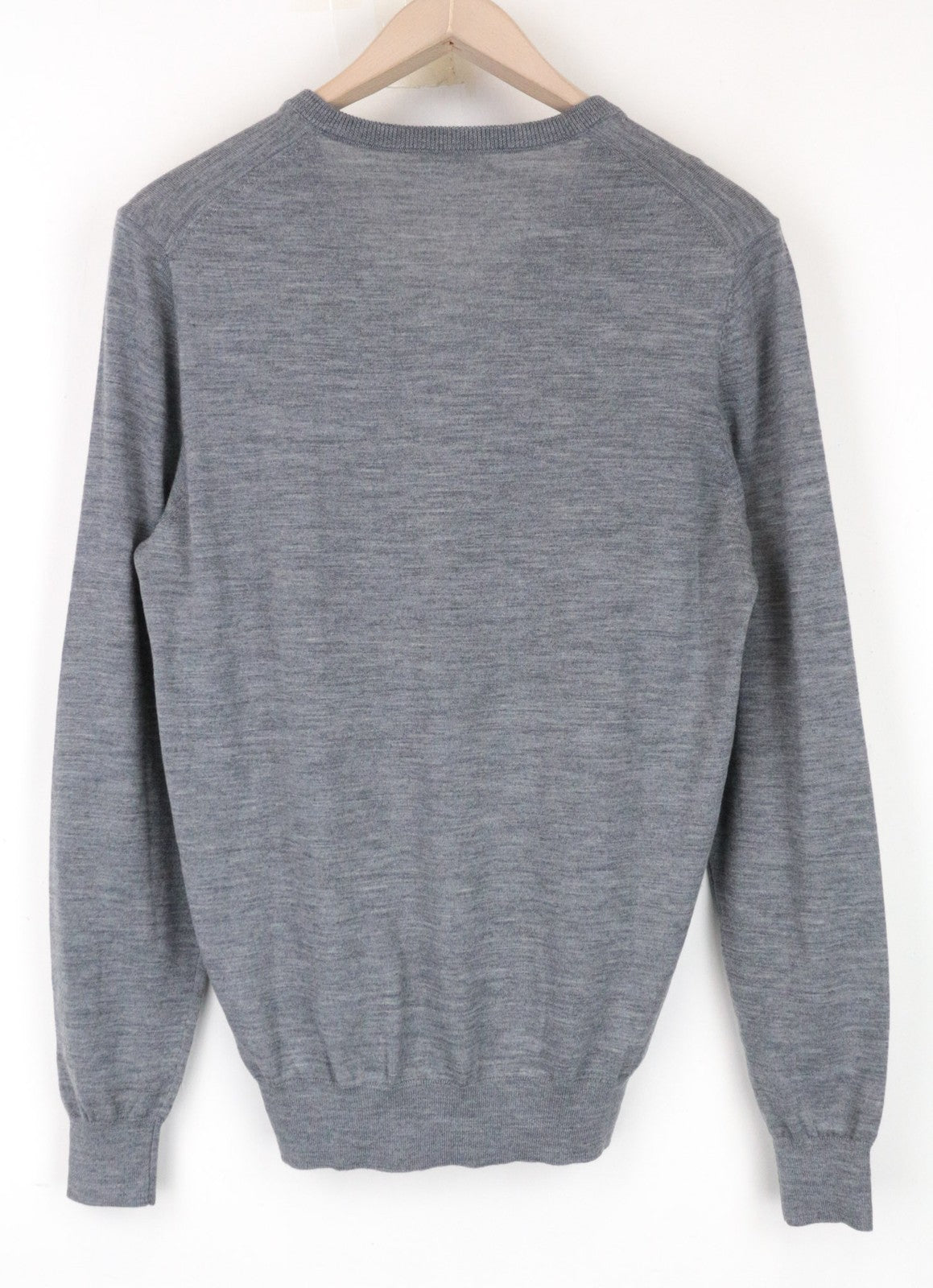 SUITSUPPLY Men's Jumper S V-Neck Merino Wool Slim Knit Grey Melange Sweater