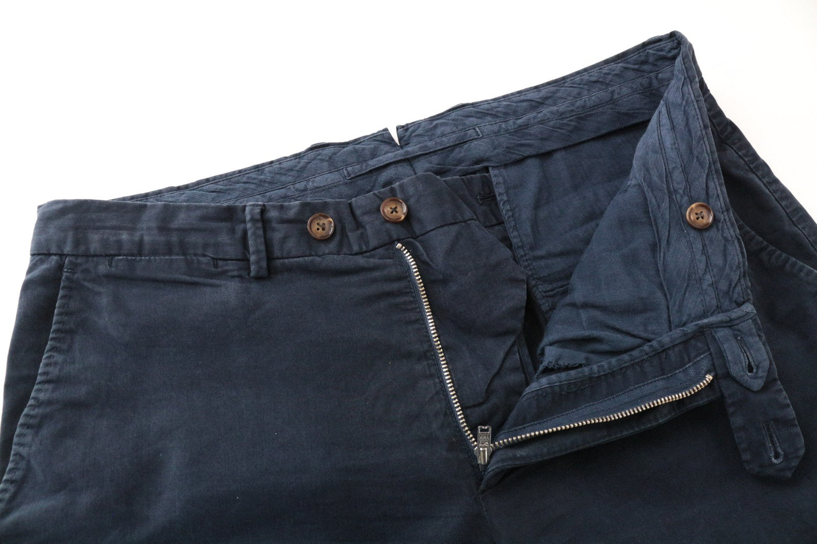 SUITSUPPLY Porto Novo Men's UK32R Navy Stretch Flat-Front Chino Slim Pants