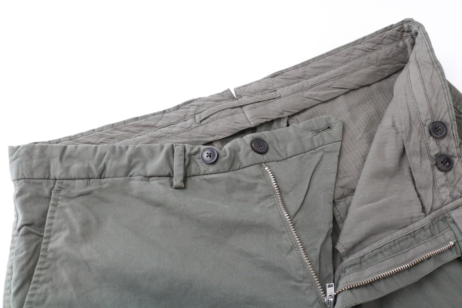 SUITSUPPLY Porto Novo Men's Trousers UK32R Green Slim Fit Stretch Chinos