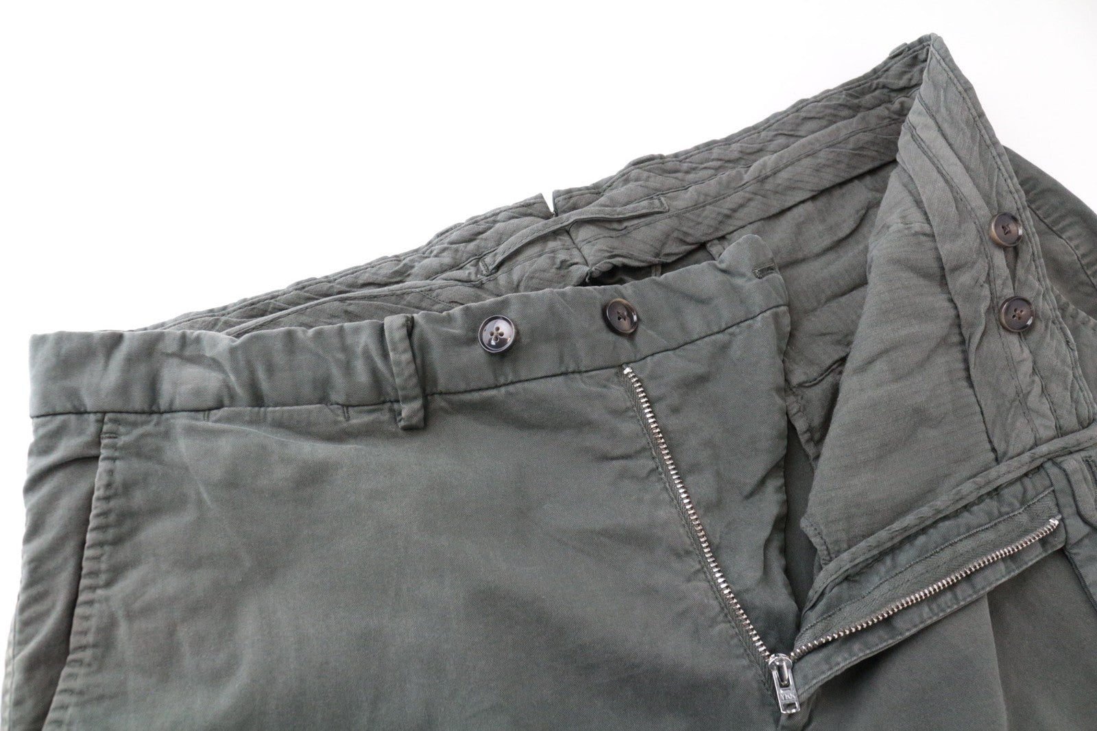 SUITSUPPLY Porto Novo Men's Trousers UK36R Green Cotton Pleated Chino Pants