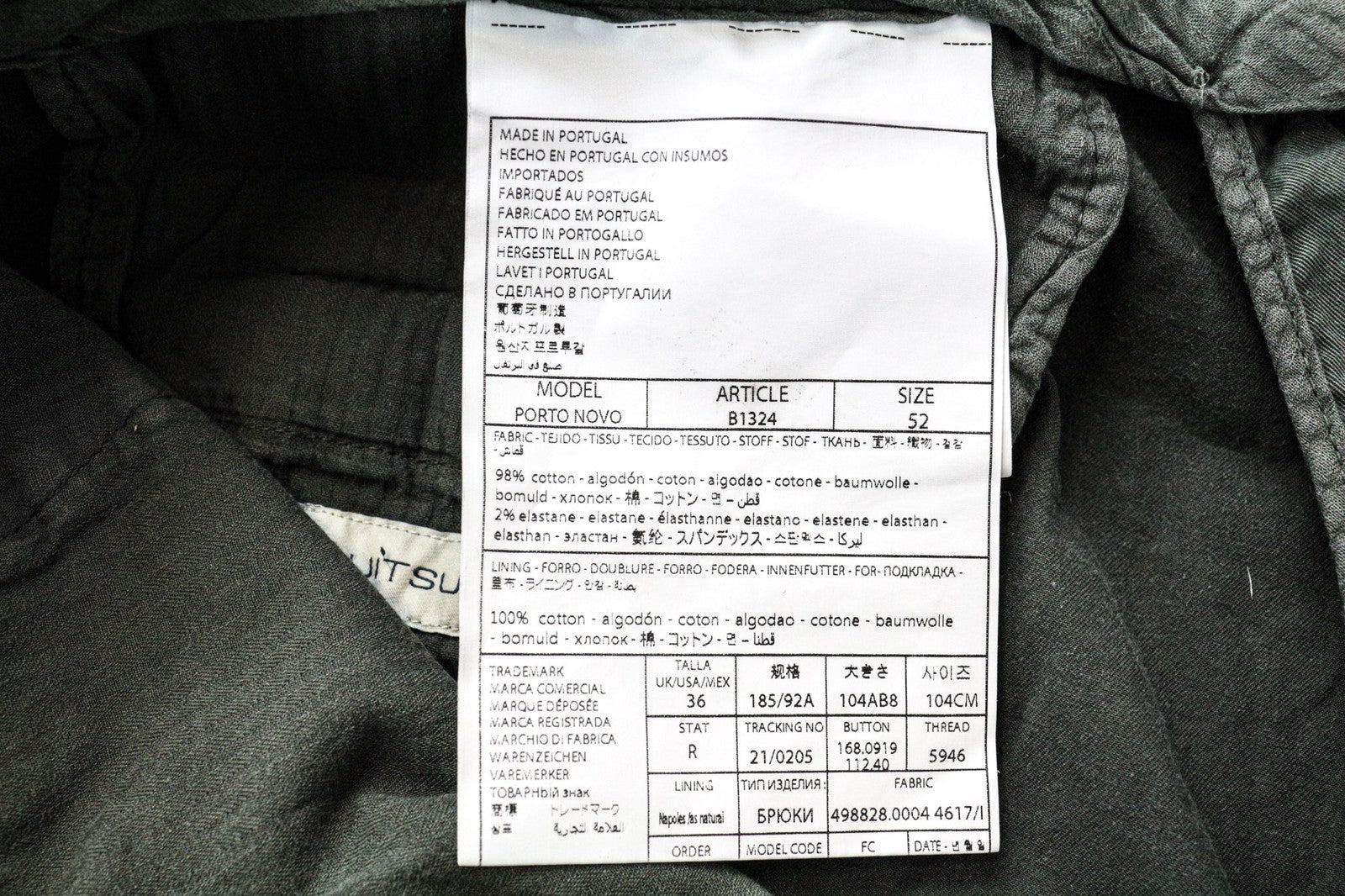 SUITSUPPLY Porto Novo Men's Trousers UK36R Green Cotton Pleated Chino Pants