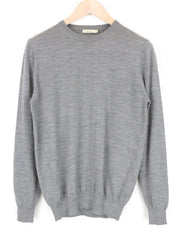 SUITSUPPLY Sweatshirt S Men's Grey Merino Wool Pullover Plain Long Sleeved