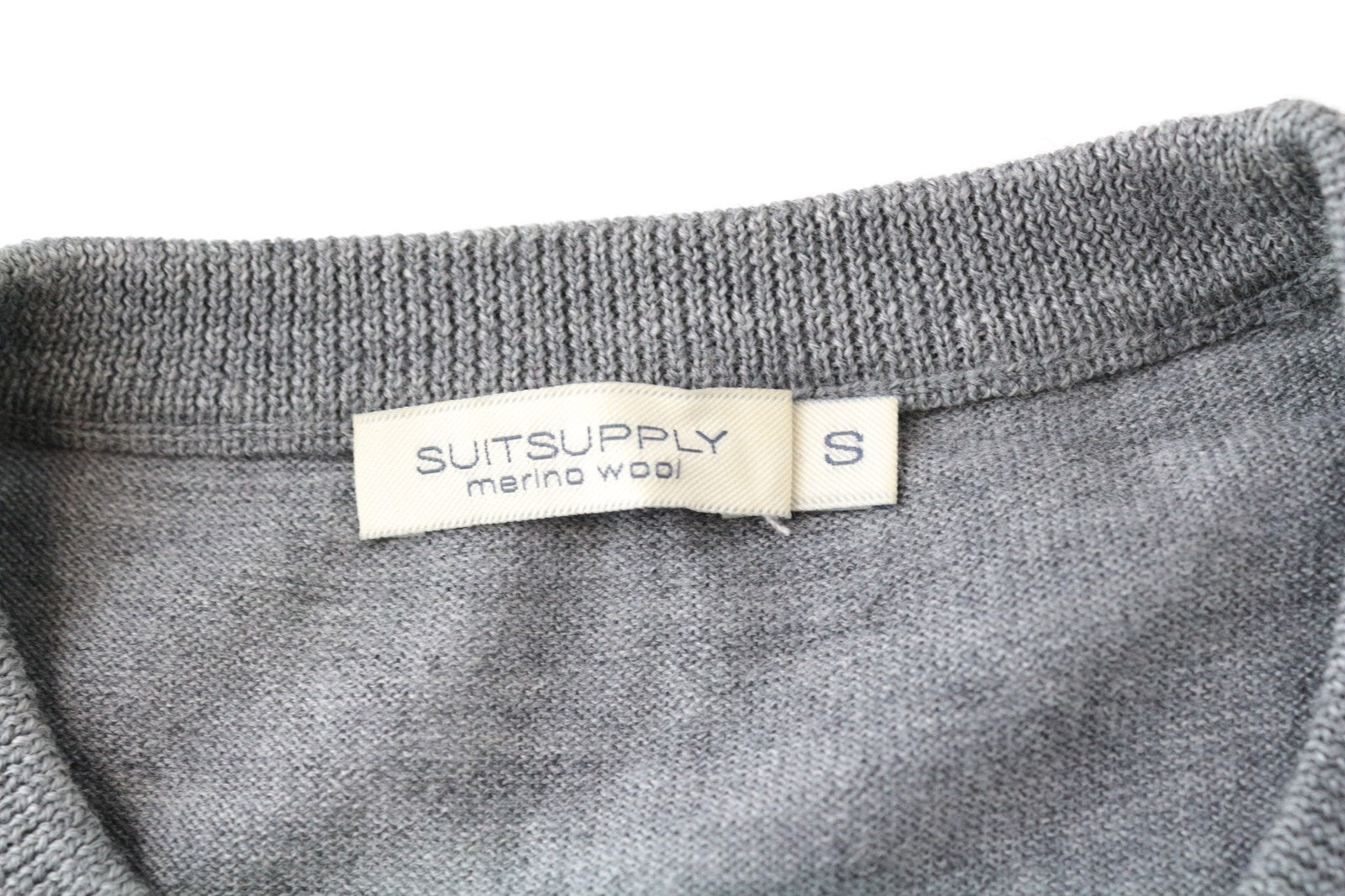 SUITSUPPLY Sweatshirt S Men's Grey Merino Wool Pullover Plain Long Sleeved