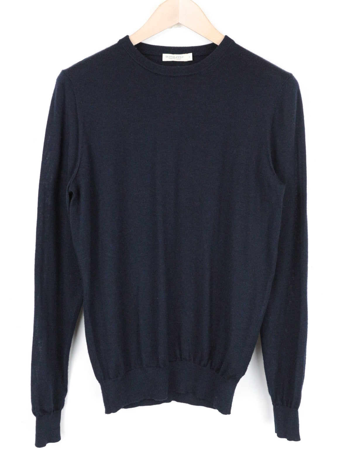SUITSUPPLY Sweatshirt S Men's Navy Merino Wool Pullover Long Sleeve Jumper