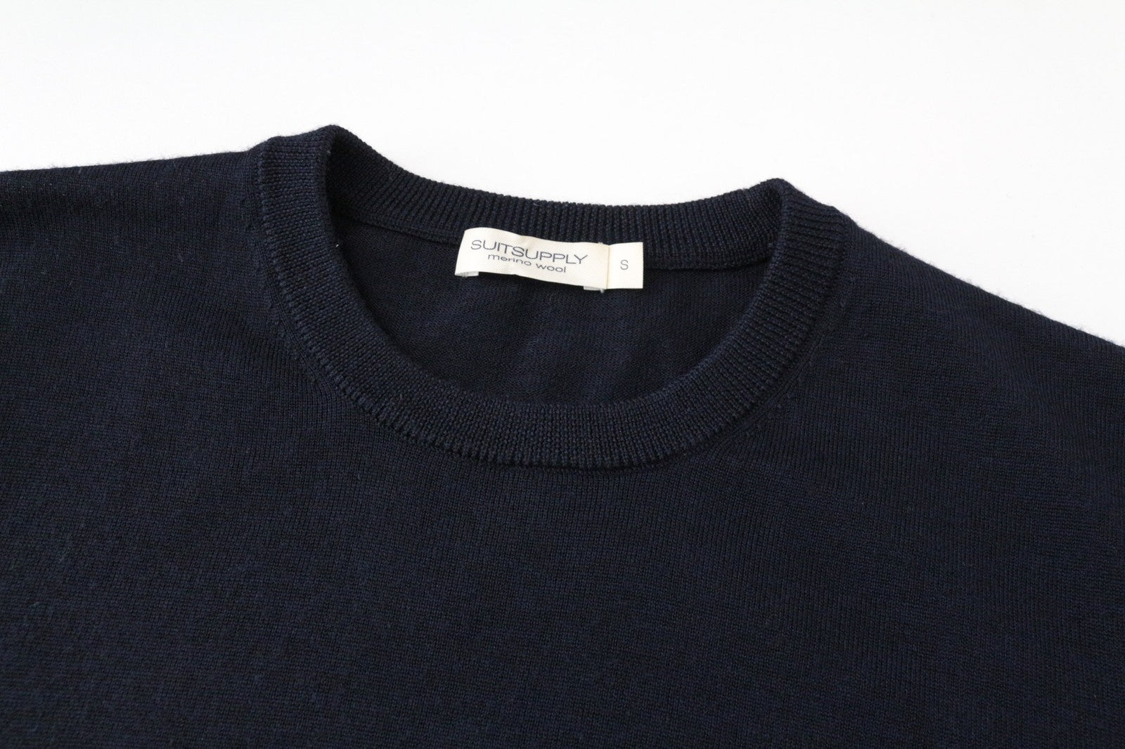 SUITSUPPLY Sweatshirt S Men's Navy Merino Wool Pullover Long Sleeve Jumper