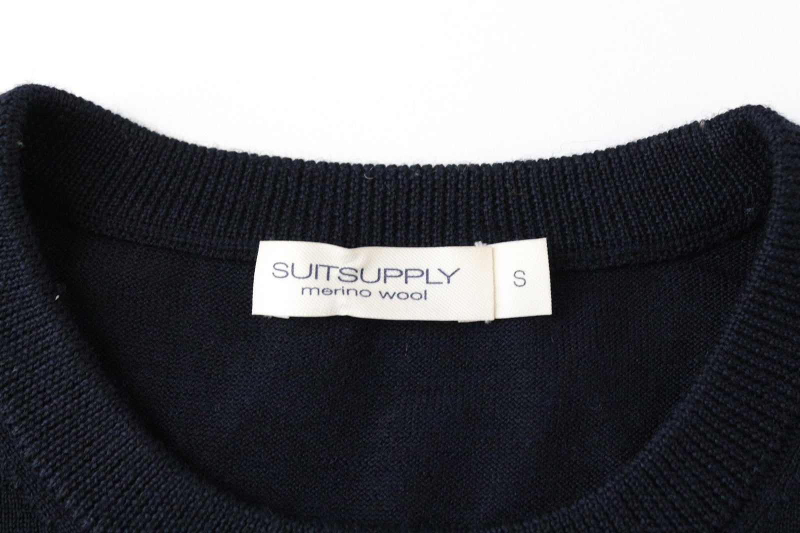 SUITSUPPLY Sweatshirt S Men's Navy Merino Wool Pullover Long Sleeve Jumper