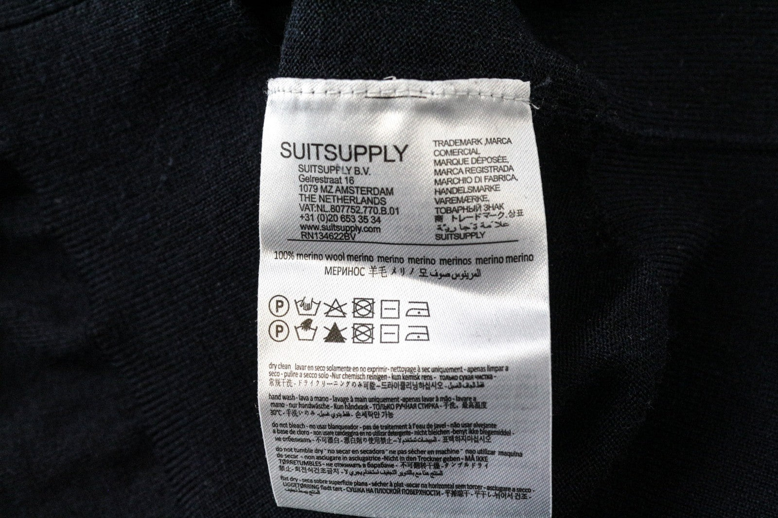 SUITSUPPLY Sweatshirt S Men's Navy Merino Wool Pullover Long Sleeve Jumper