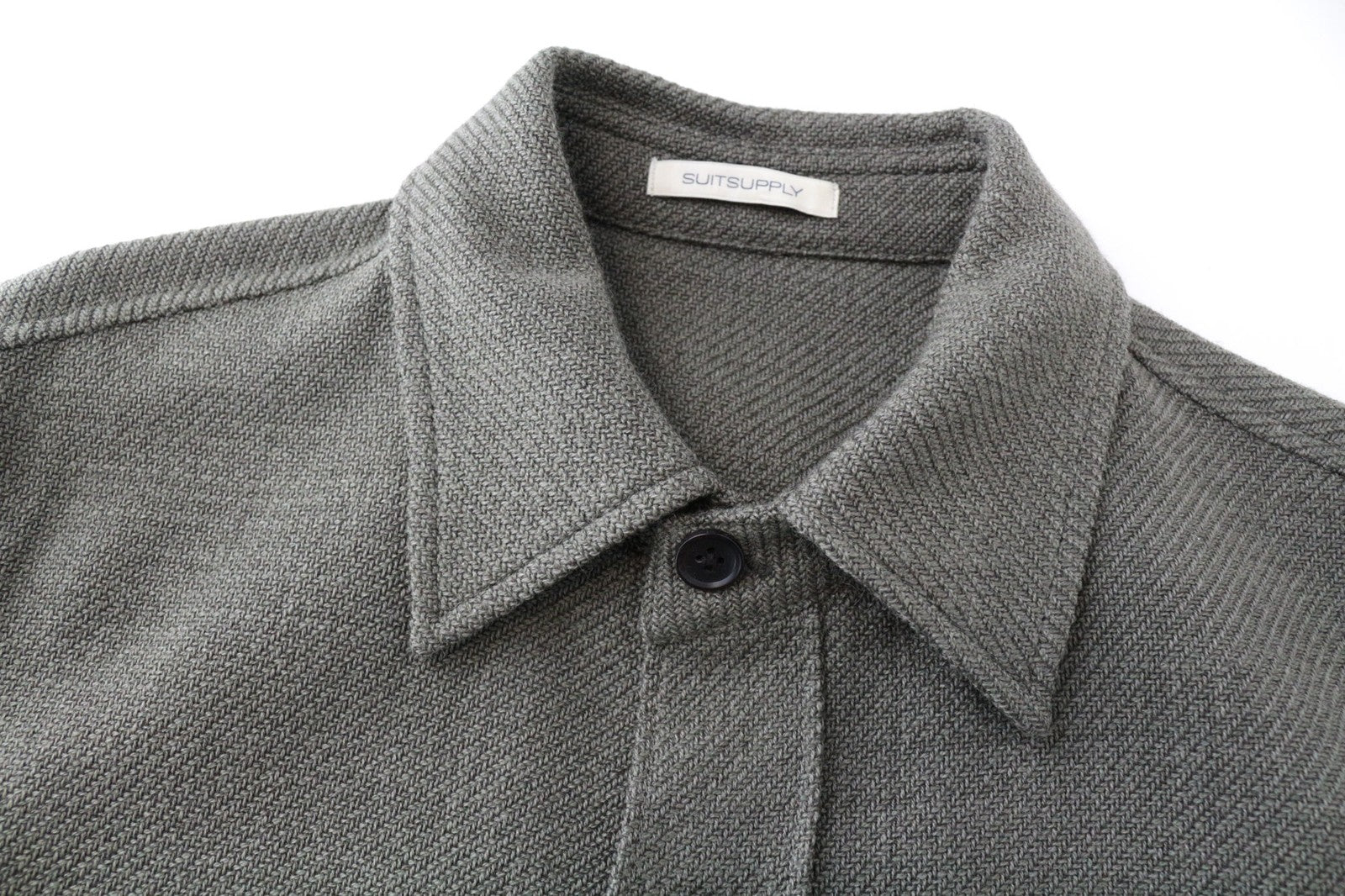 SUITSUPPLY William EB Men's Jacket UK38R Green Relaxed Fit Wool Overshirt