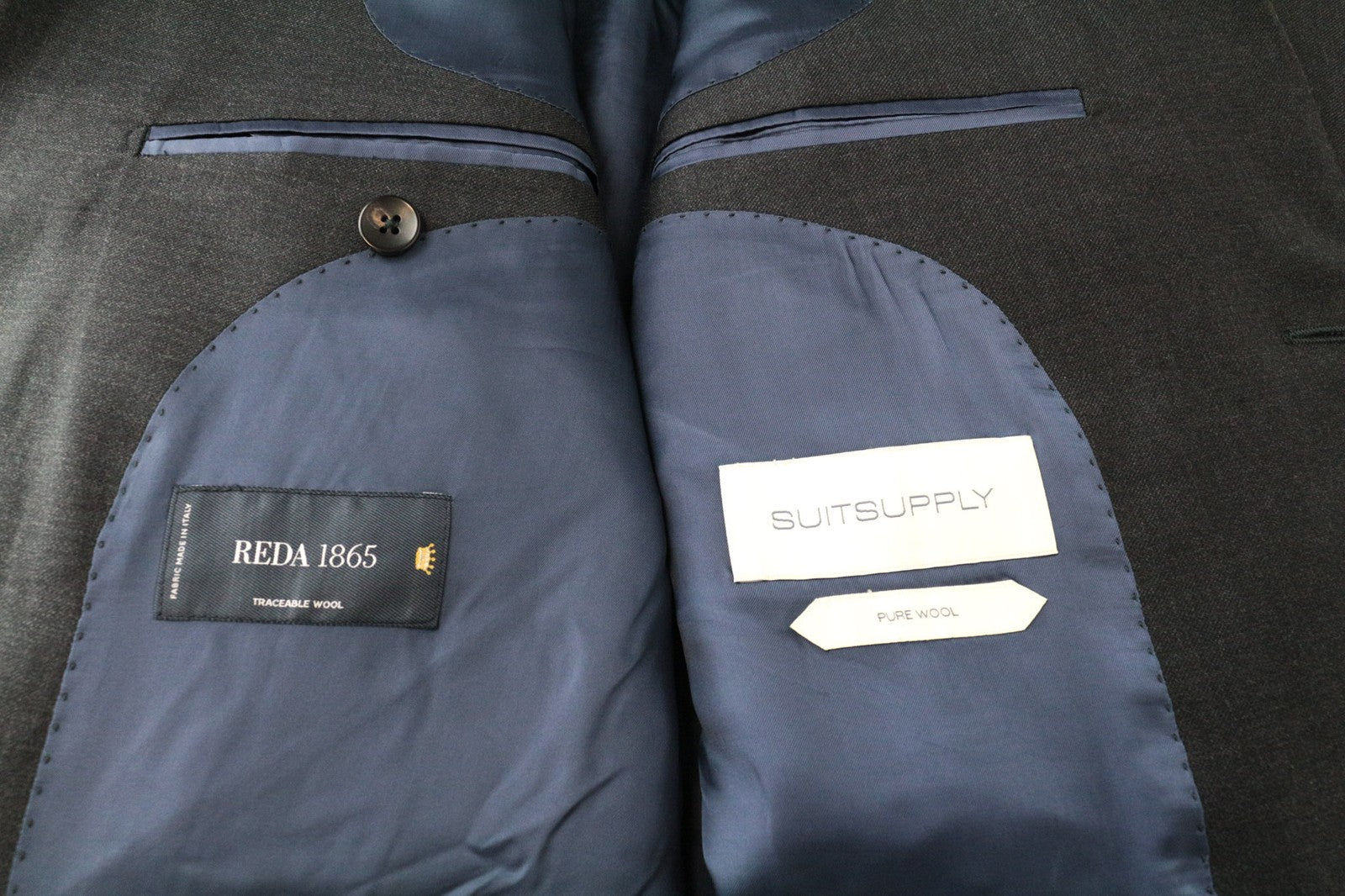 SUITSUPPLY Napoli Men's Suit UK44S Grey Notch Lapel 2Pc Classic Wool Formal