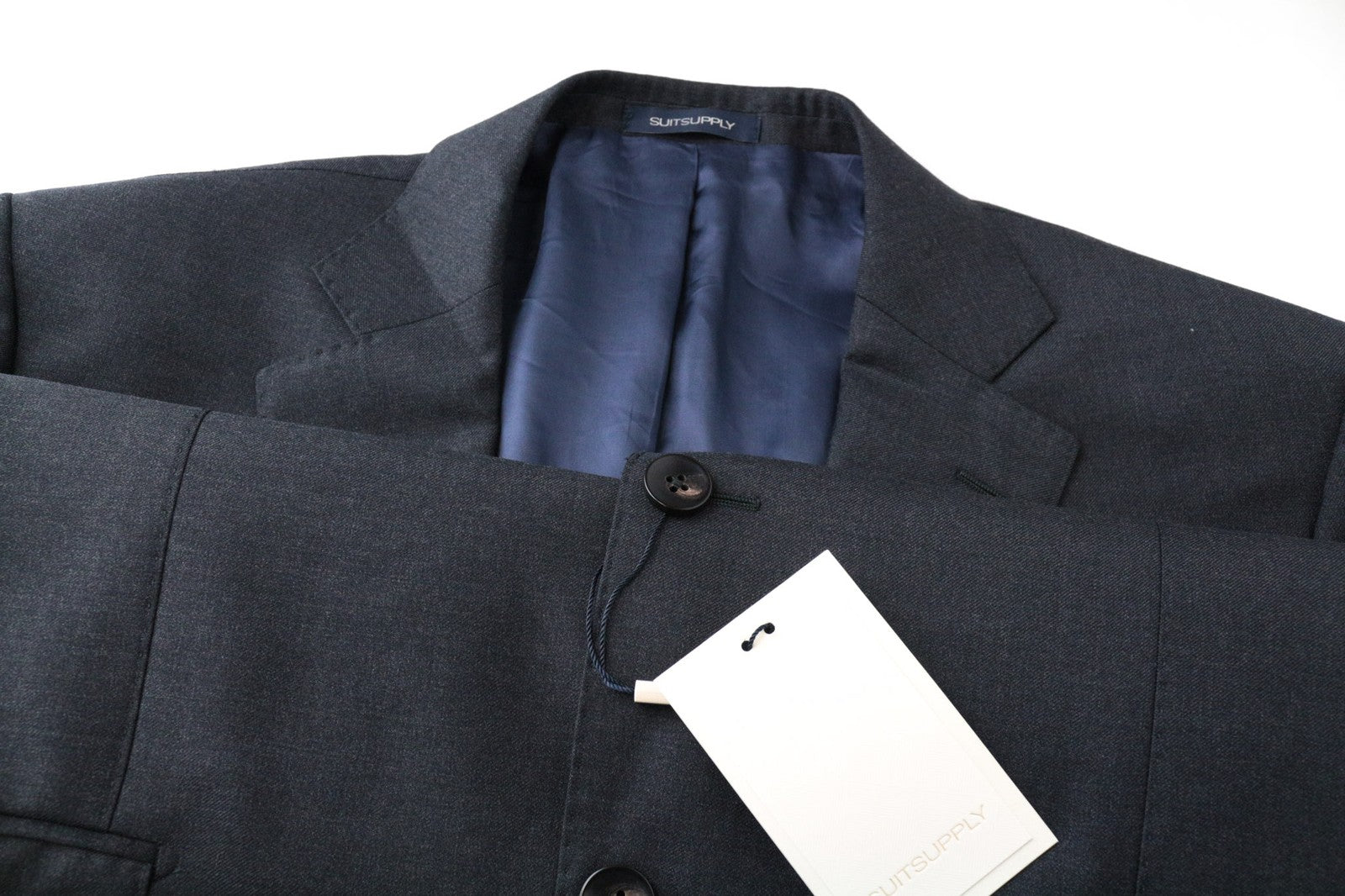 SUITSUPPLY Napoli Men's Suit UK44S Grey Notch Lapel 2Pc Classic Wool Formal