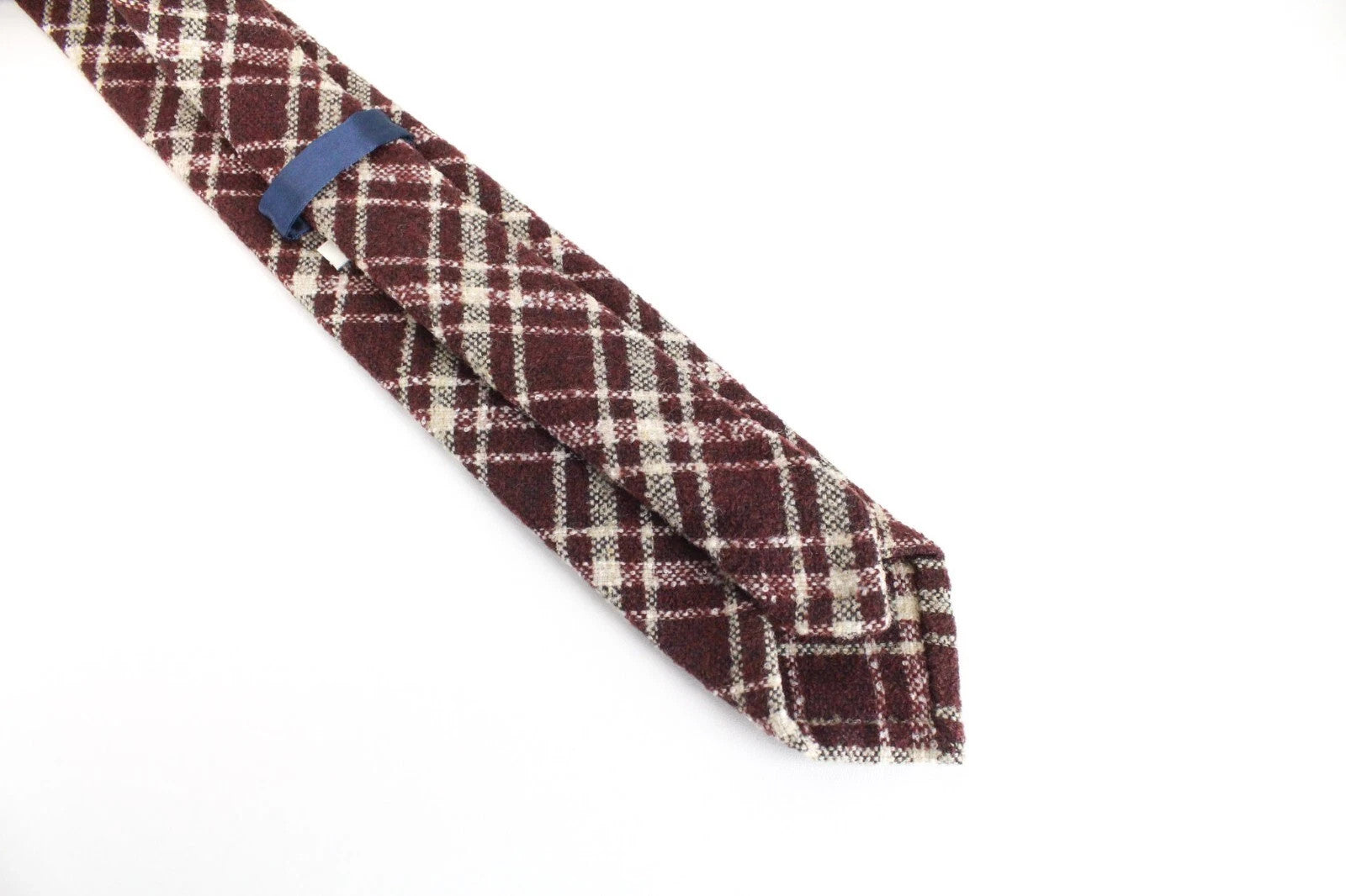 SUITSUPPLY Men's Tie ~150 x 8 cm Dark Red Wool Blend Check Pattern Sharp Finish
