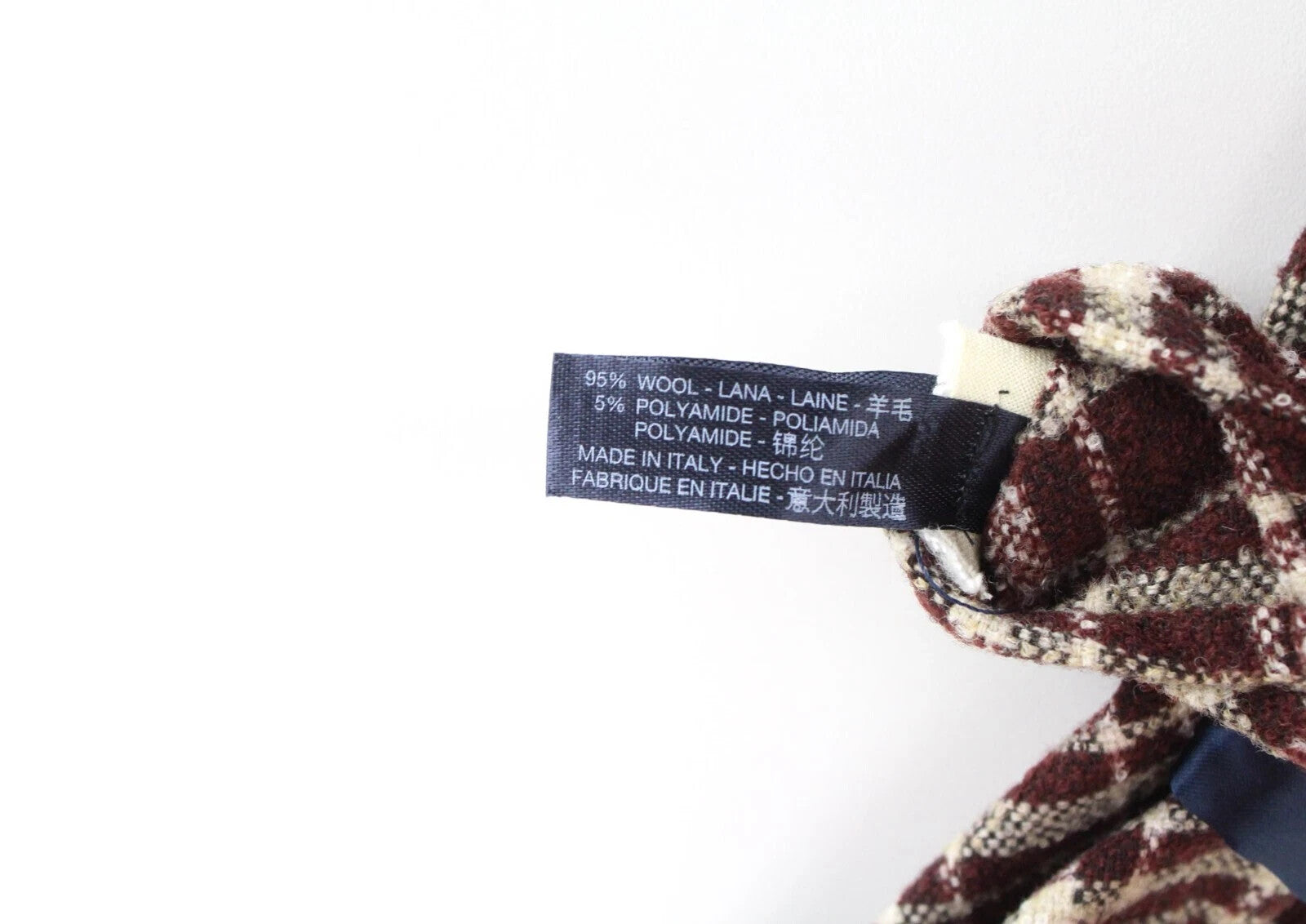 SUITSUPPLY Men's Tie ~150 x 8 cm Dark Red Wool Blend Check Pattern Sharp Finish