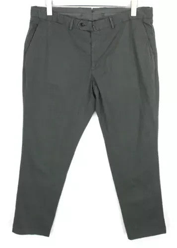 SUITSUPPLY Porto Novo Men's Pants UK38R Green Stretch Cotton Pleat Chino